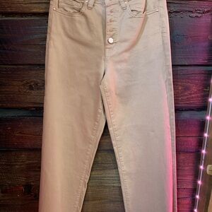Beige High-Waisted Jeans